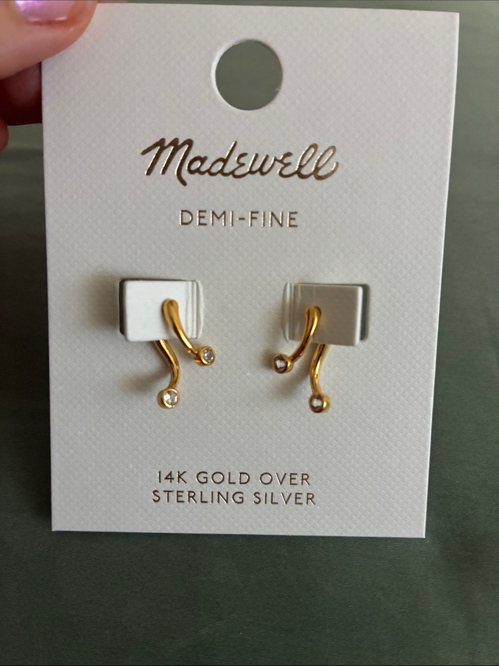 Madewell 14k gold sterling silver Droplet Huggie Earrings with Crystal